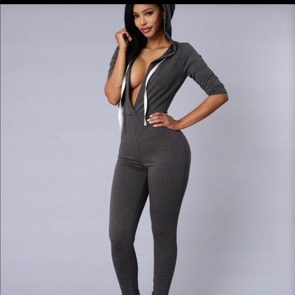 Fashion Nova Pants - Fashion Nova Jumpsuit in Charcoal Gray
